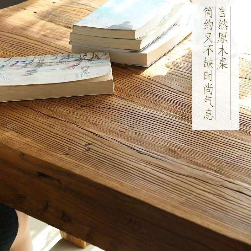 新中式禅意风化餐桌老榆木茶桌免漆客厅茶台实木茶几书桌