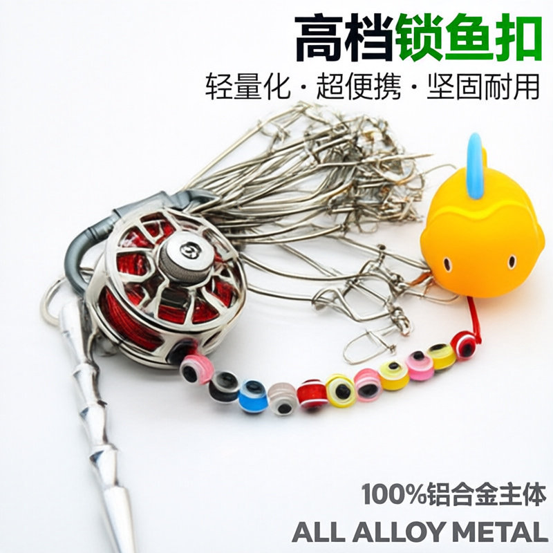 不锈钢金属锁diy路亚活鱼鱼线轮