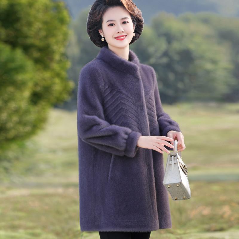 中年妈妈冬装皮草外套洋派高贵貂绒衣服中老年女装厚皮毛一体大衣