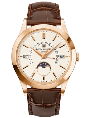 [9.8新]百达翡丽18K玫瑰金自动机械手表男5496R-001 万年历