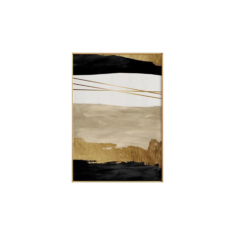 挥洒金芒现代轻奢客厅装饰画金色抽象画工作室酒店墙面三联壁画