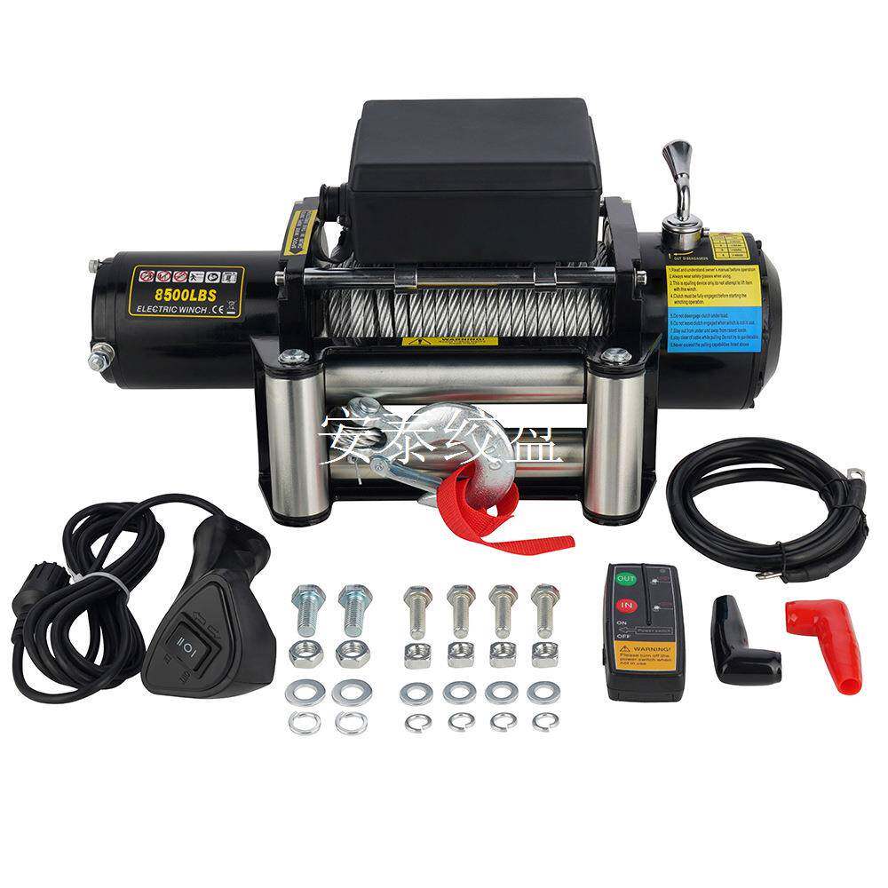 厂家直销12v/24v8500磅汽车绞盘12V绞盘便携式绞盘