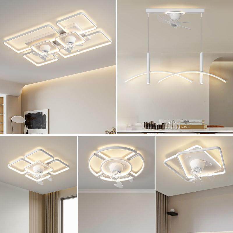 现代简约摇头风扇客厅吸顶灯带风扇智能静音餐吊灯卧室房间风扇灯