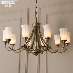 新款 客厅全铜灯GES高端简大气吊别墅大厅中空吊灯约房灯间书 美式