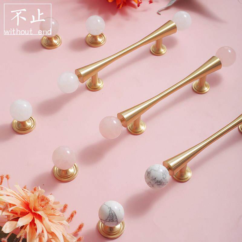 法式轻奢风不止原创设计高档衣柜门把手整体橱柜子个性水晶黄铜长