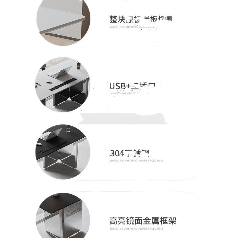 轻奢岩板书桌高级感现代简约悬空办公桌书房写字台意式镜面电脑桌
