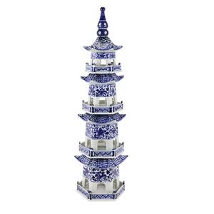 景德镇陶瓷青花文昌塔玲珑宝塔绿色塔摆设玄关博古架寺庙宝塔摆件
