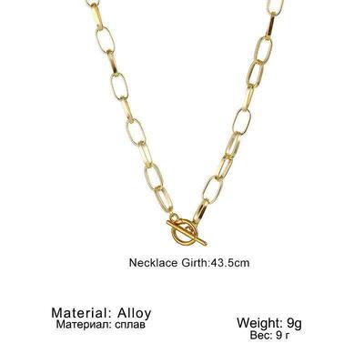 Thick Chain Toggle Clasp Necklaces Mixed Linked Circle Neckl