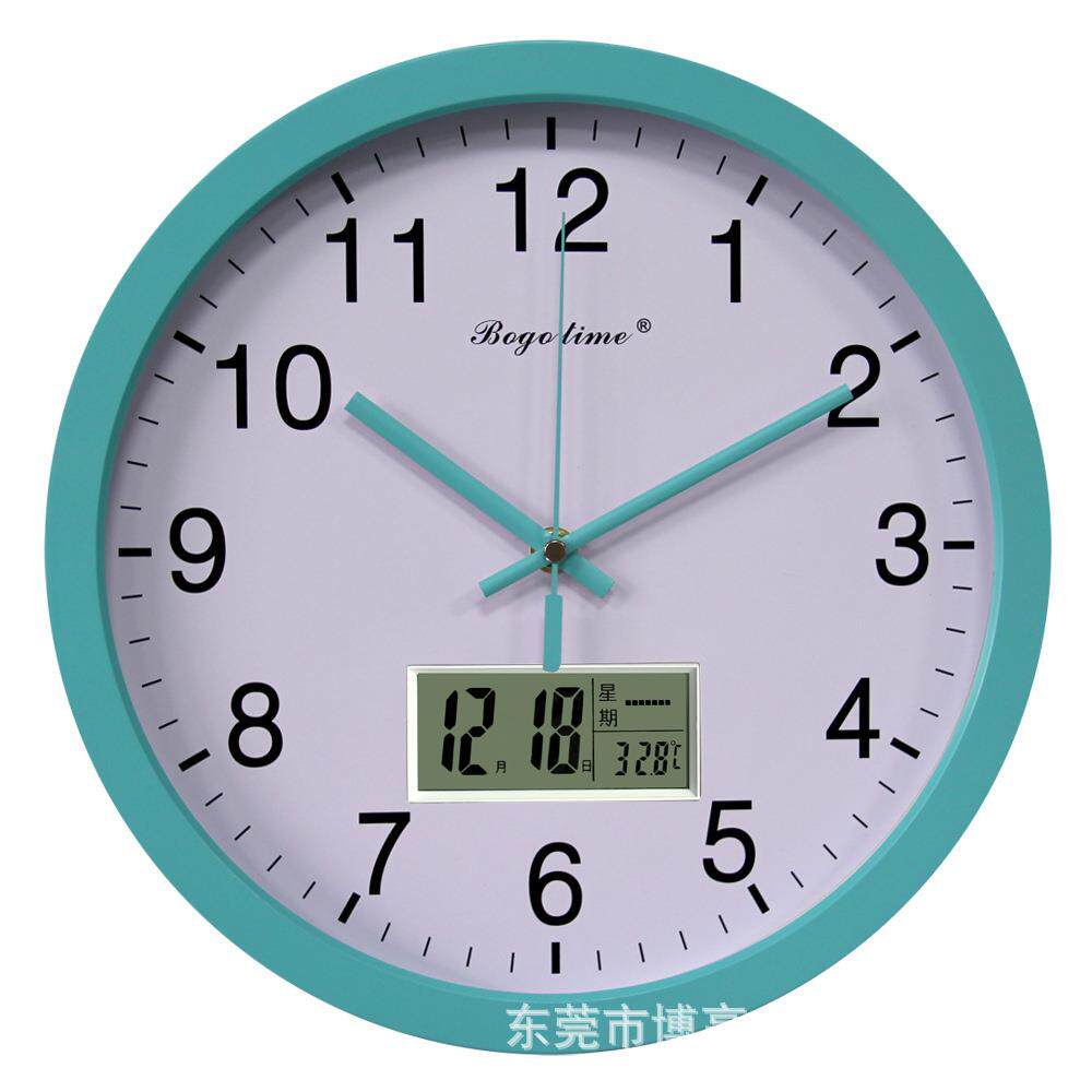 时尚创意电子挂钟 石英机芯挂钟 个性数显LCD挂表 温湿度计