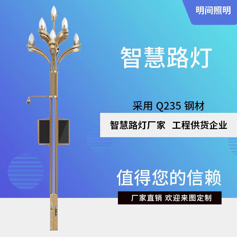 铝合金5G智慧路灯户外公园小区智能安防无线通信LED大屏玉兰路灯