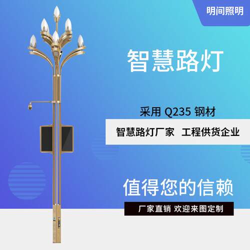 铝合金5G智慧路灯户外公园小区智能安防无线通信LED大屏玉兰路灯