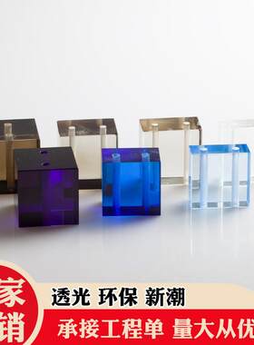 四色水晶透明玻璃砖屏风挂片精磨彩色背景幕墙方形隔断K9通透实心