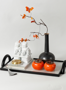 新中式现代简约托盘套装摆件室内软装创意家居饰品摆设样板间装饰