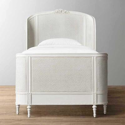 美式乡村藤编1床.2米法式实木卧952室色小户1型公主白床单人儿童