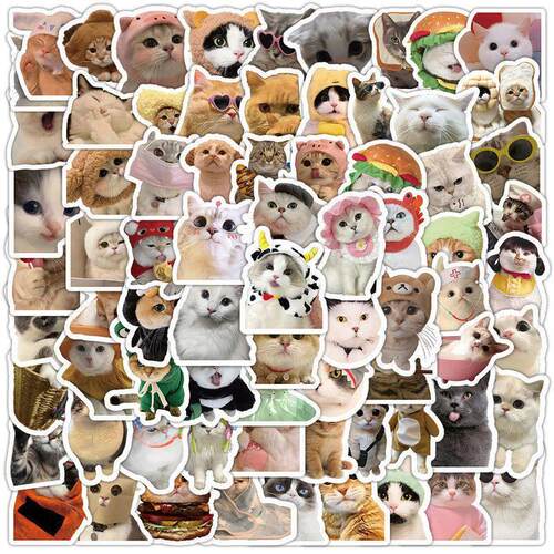 100Pcs Kawaii Cat Stickers Aesthetic Stationary Cute Sticker