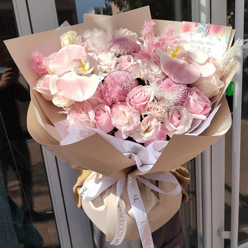 青岛鲜花同城速递玫瑰蝴蝶兰混搭精品花束济南潍坊烟台专注山东