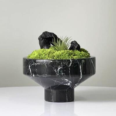 酒中式UBI大理石花仿器真花艺样售板房楼处洽谈桌店前台茶几摆件