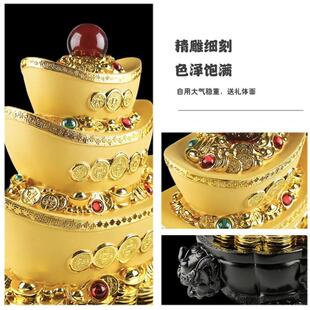 金元宝摆件聚宝盆三层元存钱罐装铺办宝聚宝盆三公室店招财摆件饰