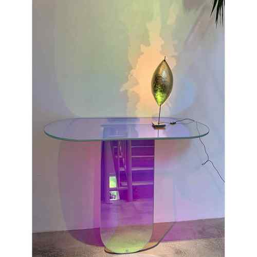 意大利GLAS彩色玻璃玄关台入户靠墙玄关桌霓虹边桌意式极简置物架