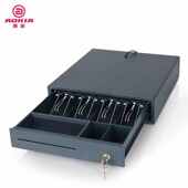 奥家AOKIA钱箱带锁收银箱收款 箱黑白色盒加厚接收银机三档锁