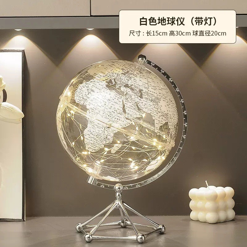 创意客厅电视柜办公室桌面书房家居装饰品轻奢高档透明地球仪摆件