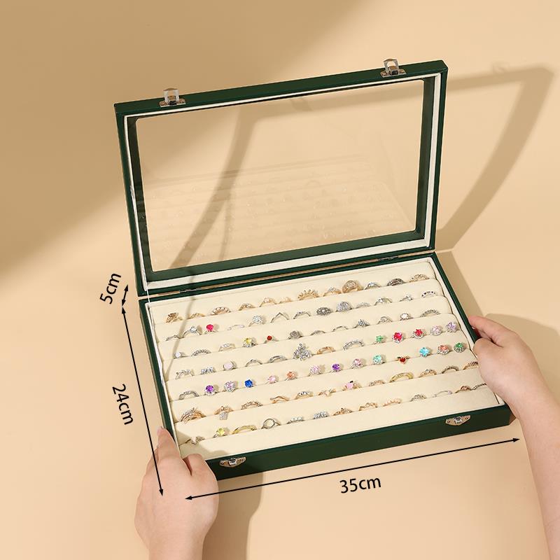 高档便雅防带盖百列位戒指展示耳盒环耳钉收纳盒尘戒指收纳箱陈道