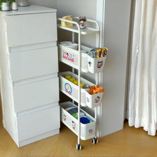 厨房夹缝置物架极窄缝隙收纳柜多层冰箱侧面抽拉柜可移动小推车