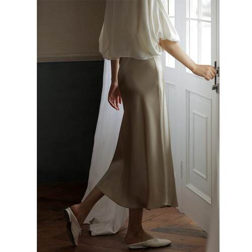 Xia San Silk Slippery Pendant Look Thin Elastic Waist Word