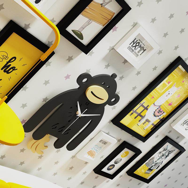 实木_7实172_卡片通木照墙大猩猩7172组合装饰相框摇真钟表可换摆