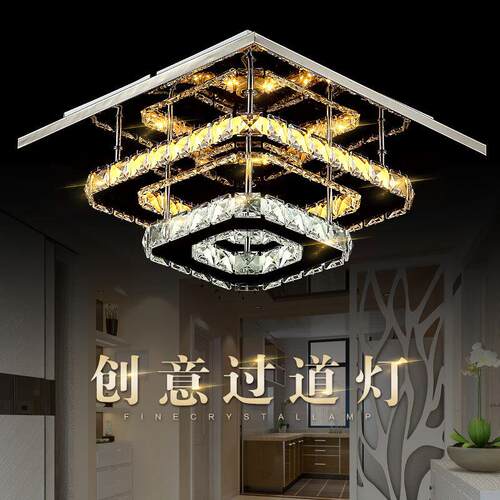 特价 led简约入户水晶灯创意方形走廊过道玄关灯进门天花吸顶灯具