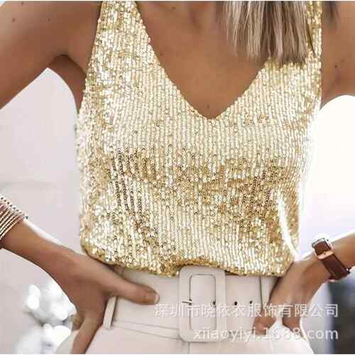 Women's sequined light mature collar women's vest