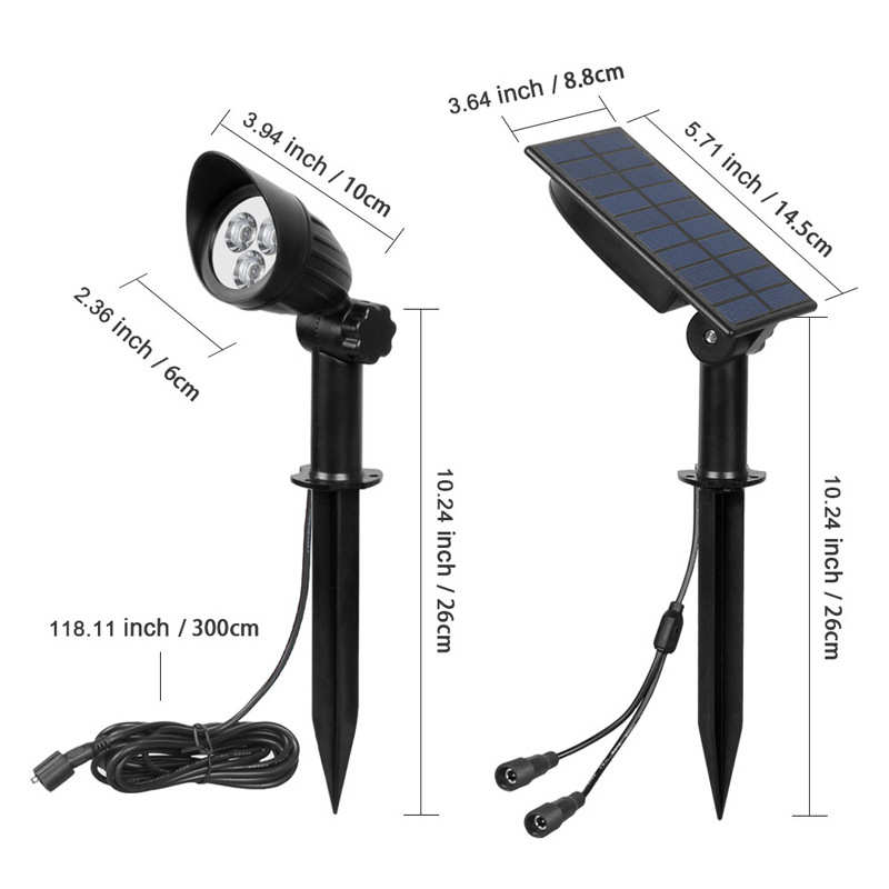 太阳能草坪灯聚光一拖二庭院灯3LED花园小路灯别墅照树户外灯