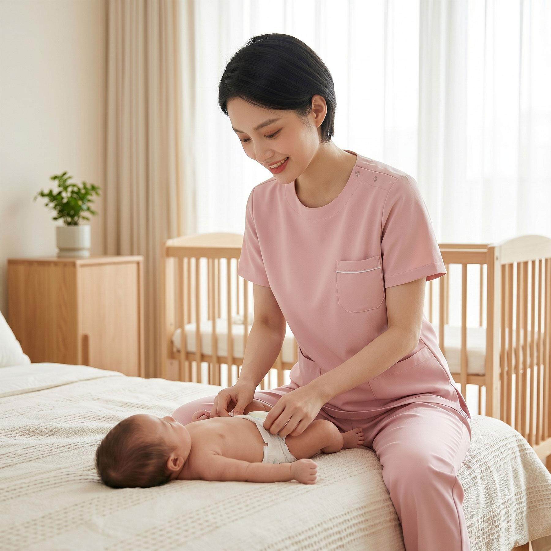 圆领月嫂服上户专用服装护理服育婴师育儿工作服家居服短袖女夏季