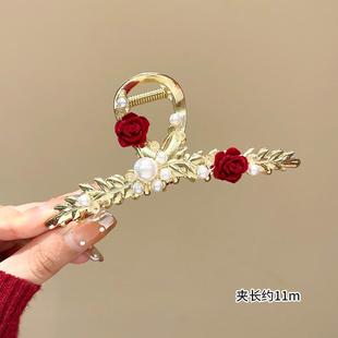 喜婆婆头上戴的花女士盘头花喜婆婆头饰高端结婚妈妈盘头发饰发簪