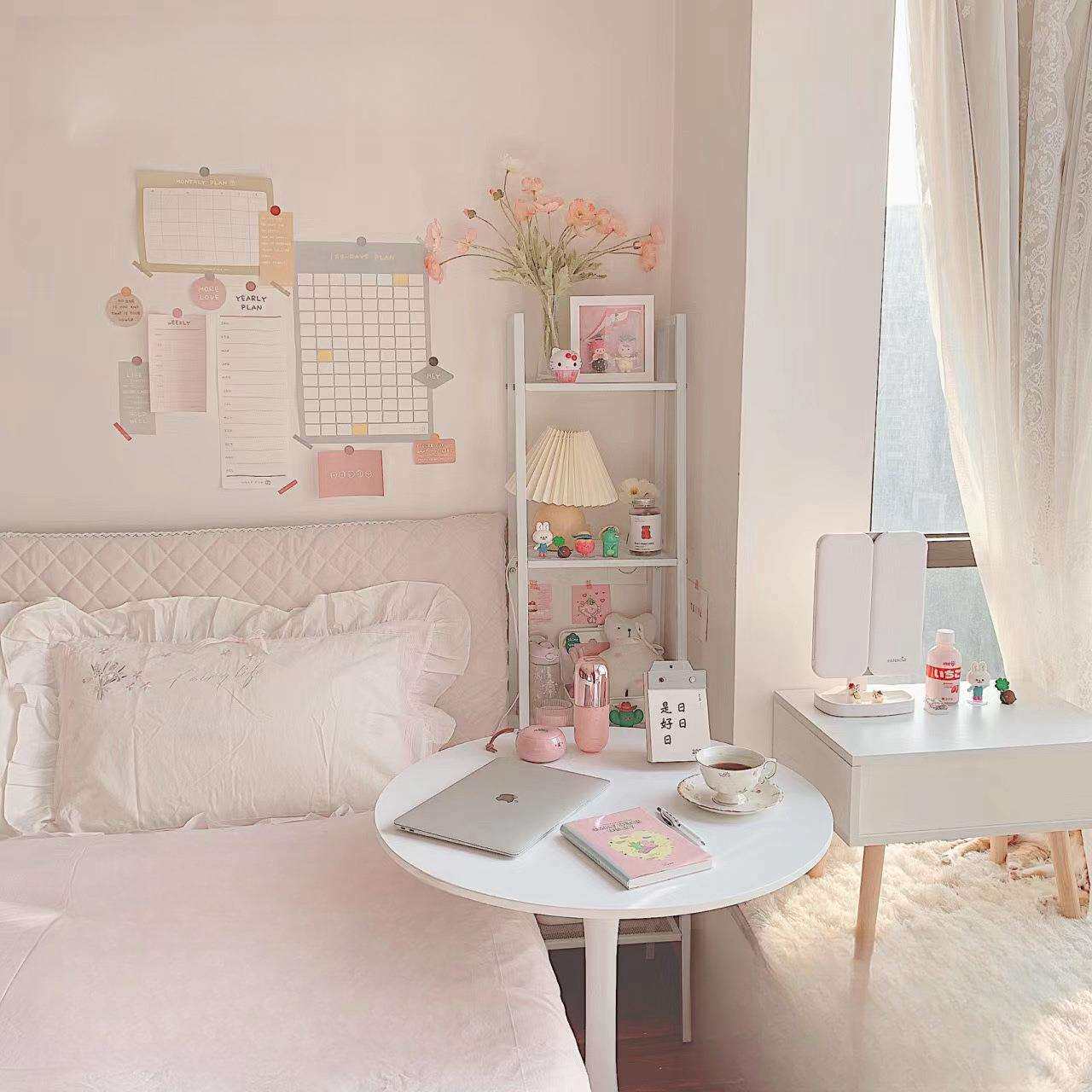 ins风床边窄缝置物架落地卧室家用铁艺多层储物收纳展示梯形架子