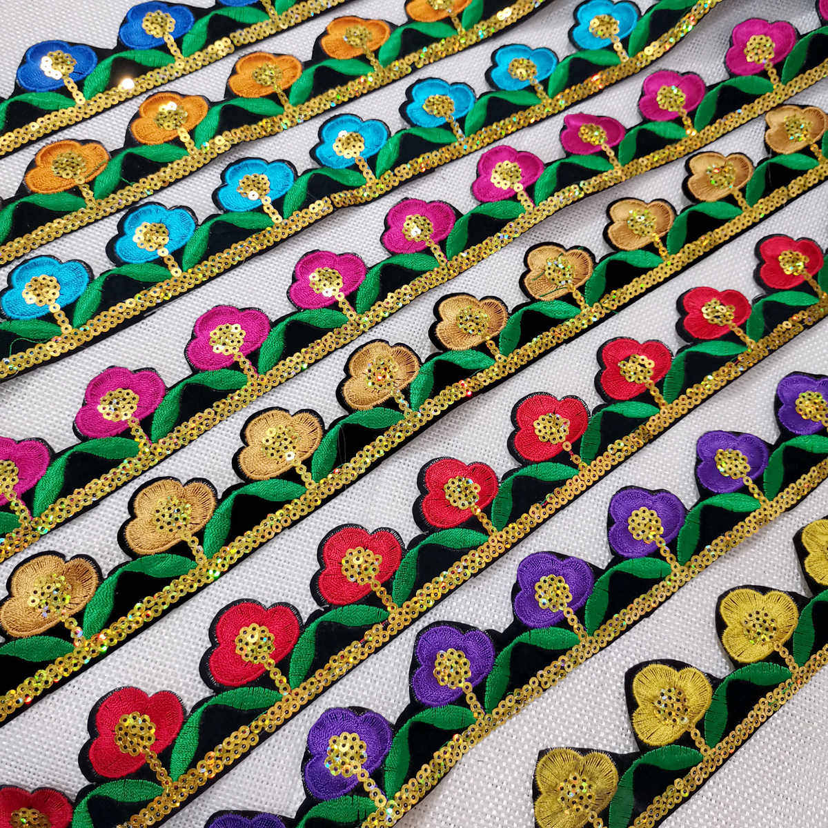 4.4米长条背胶烫花花边 服装装饰条 熨烫彩色小花朵亮片补丁布贴,居家布艺,花边,淘宝优惠券,粉丝福利购,淘宝优惠卷