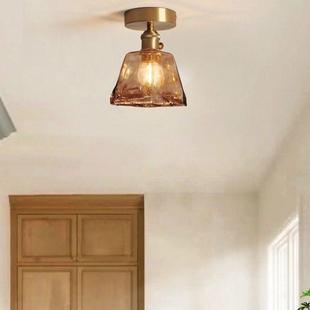 过道灯走风廊阳台灯中吸古全铜轻奢入户玄282关灯法式 简约璃玻顶