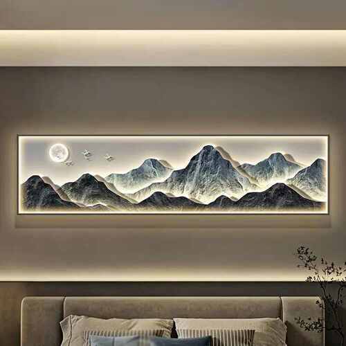 现代简约卧室装饰画背有靠山床头挂画山水画轻奢主卧房间墙壁挂画