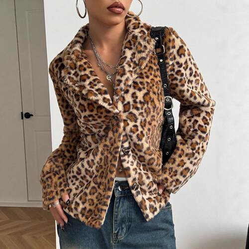Women's buttoned collar thickened jacket