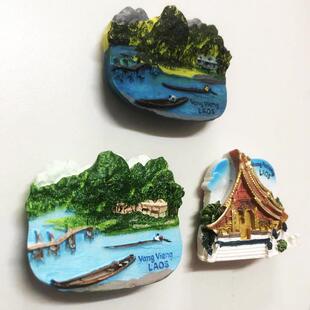 老挝万荣磁铁冰箱贴礼物立体旅游纪念琅勃拉邦装饰工艺品留言贴