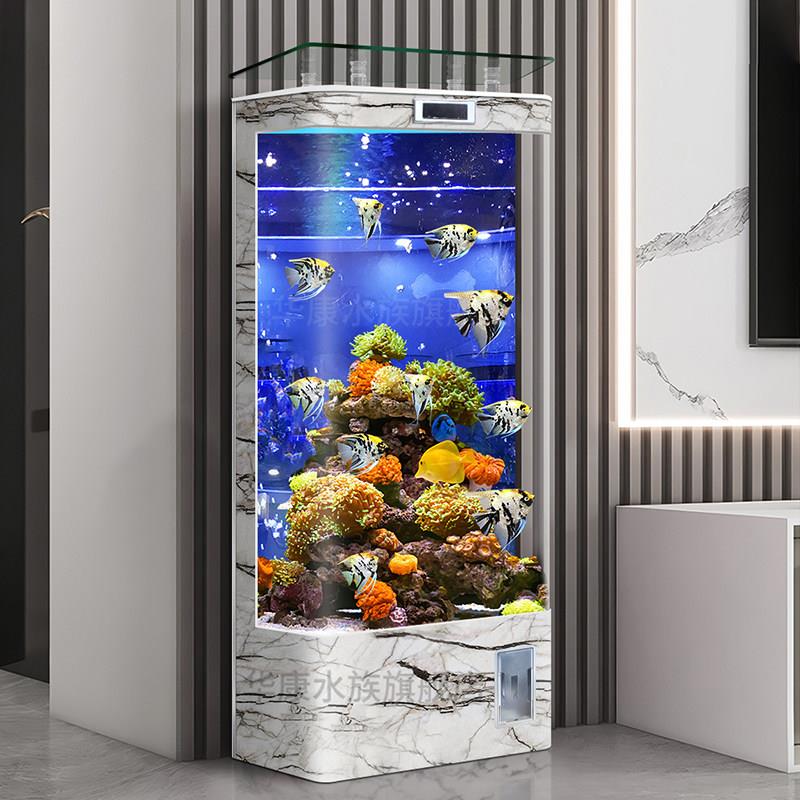 高端家用鱼缸客厅2025新款大型立式落地式懒人免换水靠墙水族箱