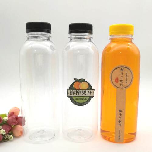 PET饮料瓶透明塑料瓶500ml冷饮酵素网红奶茶瓶一次性带盖果汁瓶