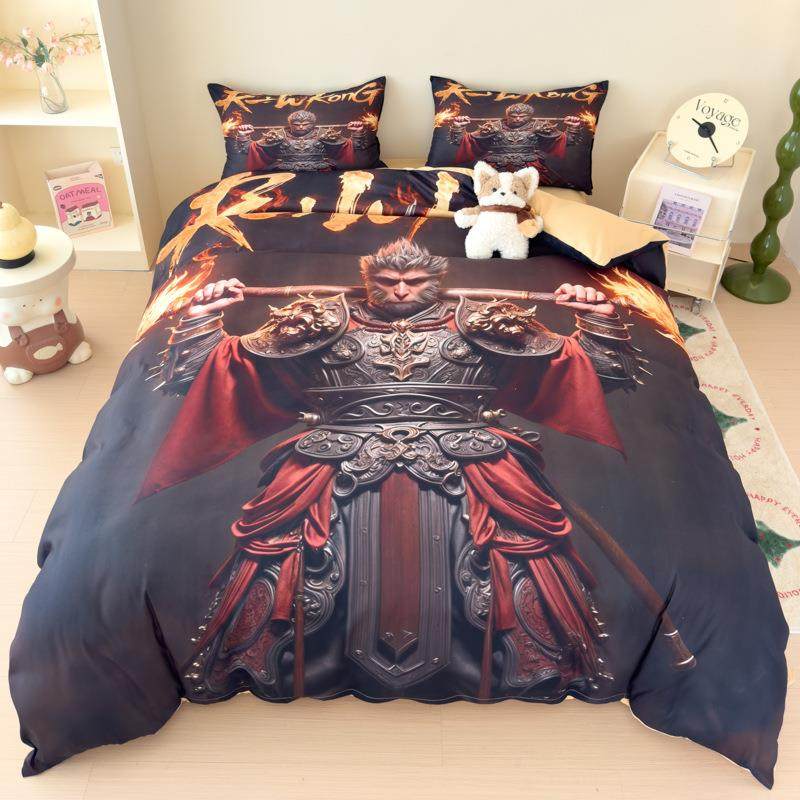 黑神悟空亲学肤磨毛棉床上四件套卡通床单套床被笠MDX生宿舍三件