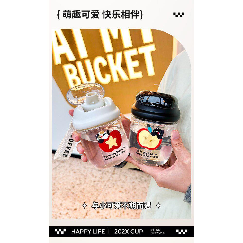 可爱玻璃杯女生高颜值2025新款小巧便携耐高温夏天泡茶杯子吸管杯图片