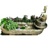 石雕老石槽庭院四合院别墅花园景茶盘石盘组合摆件老石流水摆件