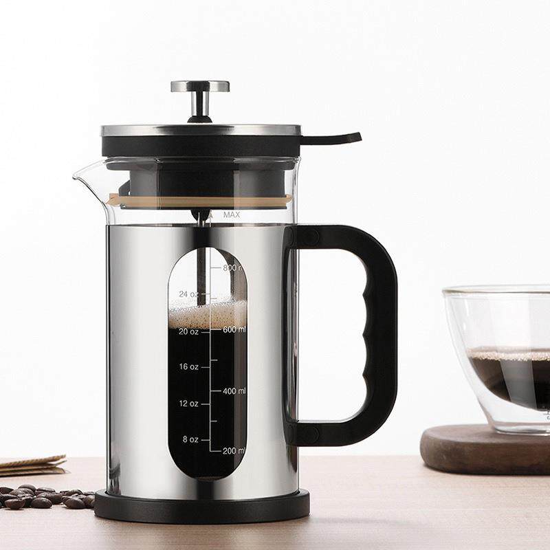 咖啡法压壶高硼硅玻璃耐热冲封1000ML按茶器密按压萃咖焖啡享器具