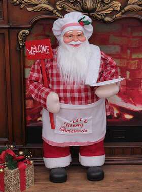 21新款86公分厨师圣诞老人圣诞节装饰圣诞用品大堂商场布置摆件