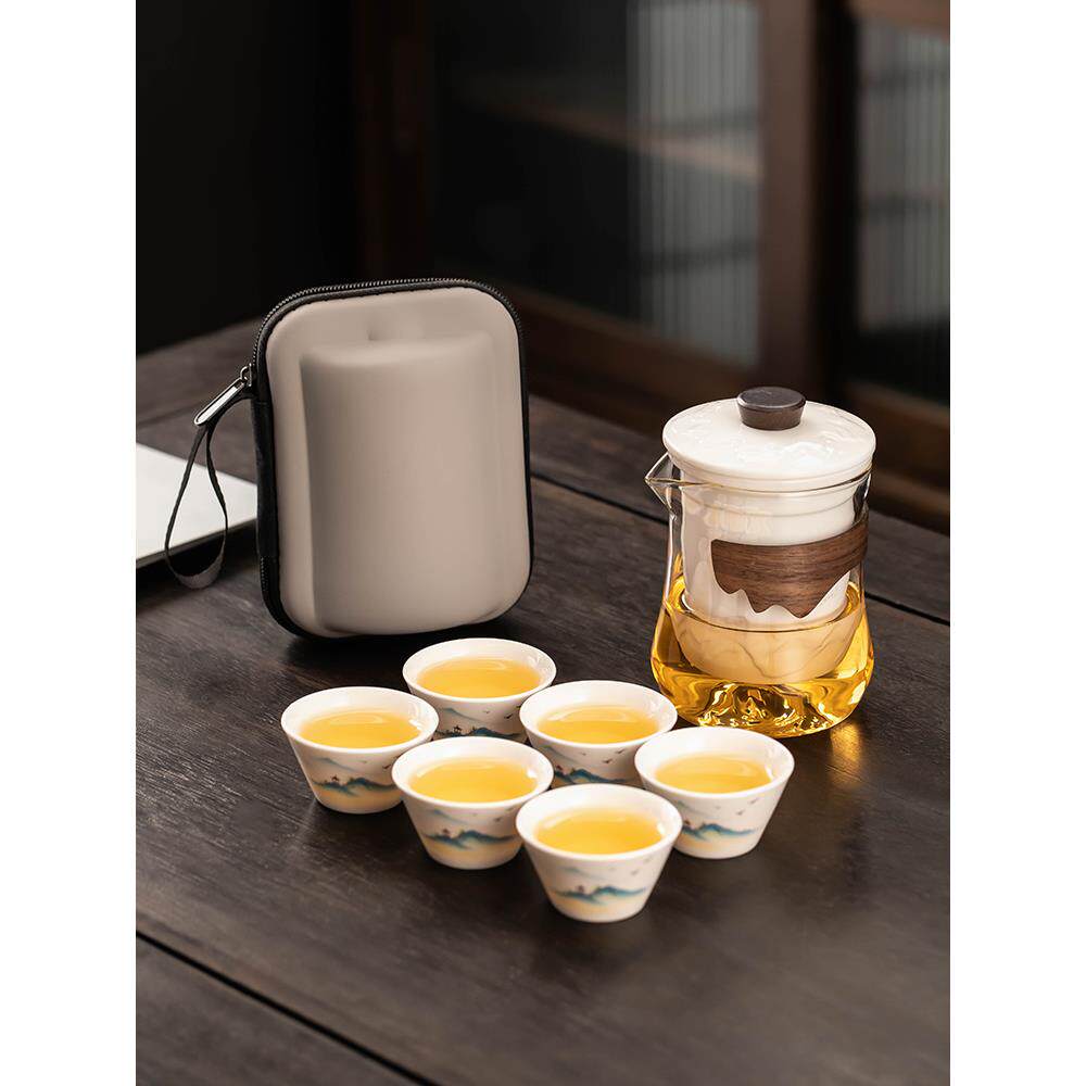 2025新款旅行茶具便携快杯一壶三杯户外露营茶杯收纳袋