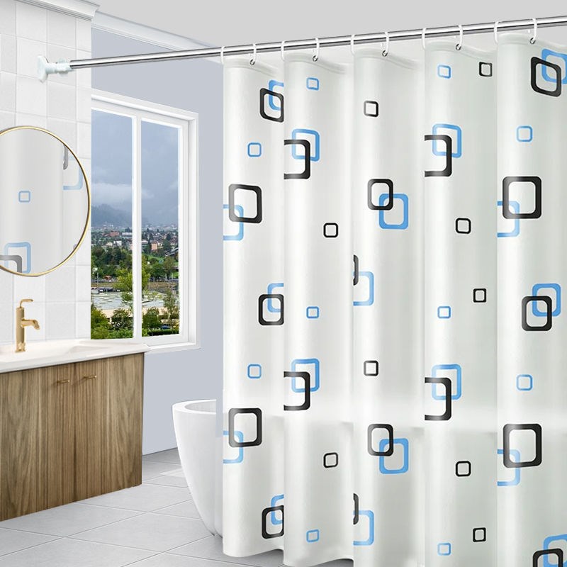 浴室帘防水帘 浴帘沐浴隔断帘洗澡 窗帘卫生间门帘 免打孔伸缩杆