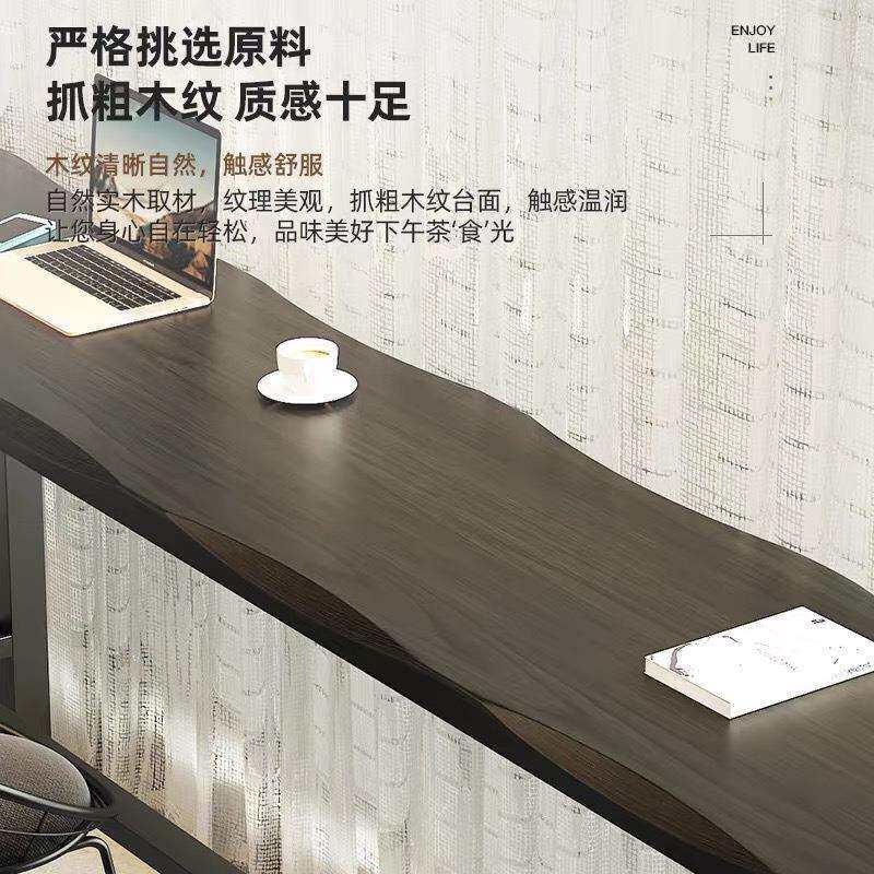 黑色吧台桌椅现代简约铁艺家背高脚桌椅服装奶茶店自习室高脚桌